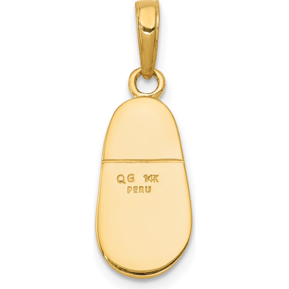 14K Yellow Gold 3D Baby Shoe with Bow Pendant - 24mm Length by Oro Pregiato