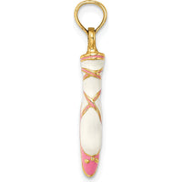 14K Yellow Gold 3D Ballet Shoe Charm with Pink and White Enamel Accents by Oro Pregiato