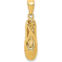 14K Yellow Gold 3D Ballet Slipper Pendant with Textured Finish by Oro Pregiato
