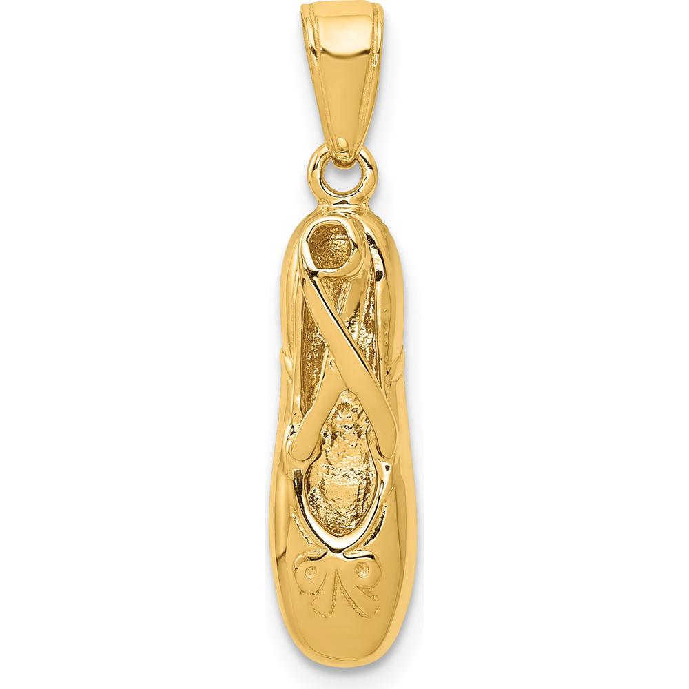 14K Yellow Gold 3D Ballet Slipper Pendant with Textured Finish by Oro Pregiato