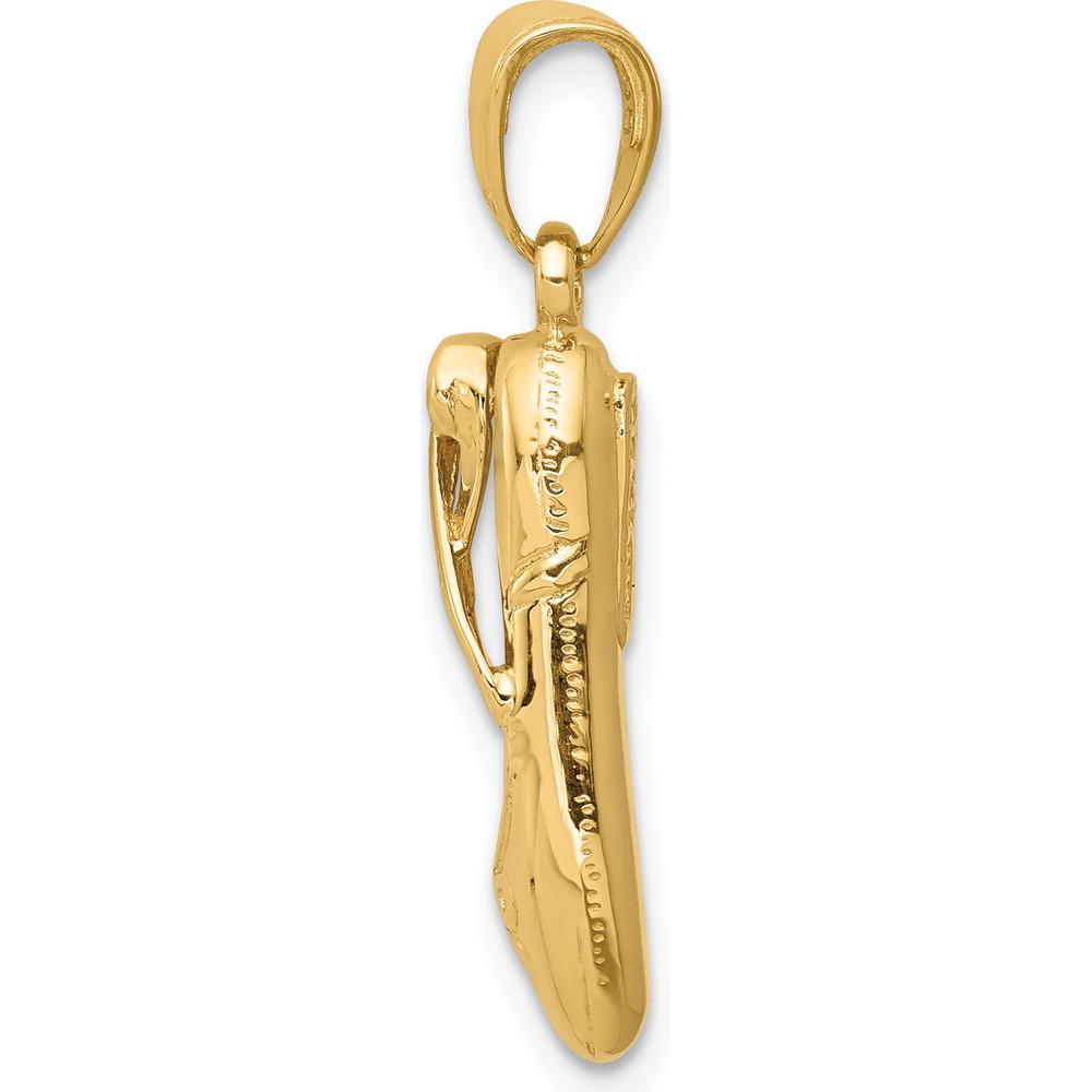 14K Yellow Gold 3D Ballet Slipper Pendant with Textured Finish by Oro Pregiato