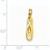 14K Yellow Gold 3D Ballet Slipper Pendant with Textured Finish by Oro Pregiato