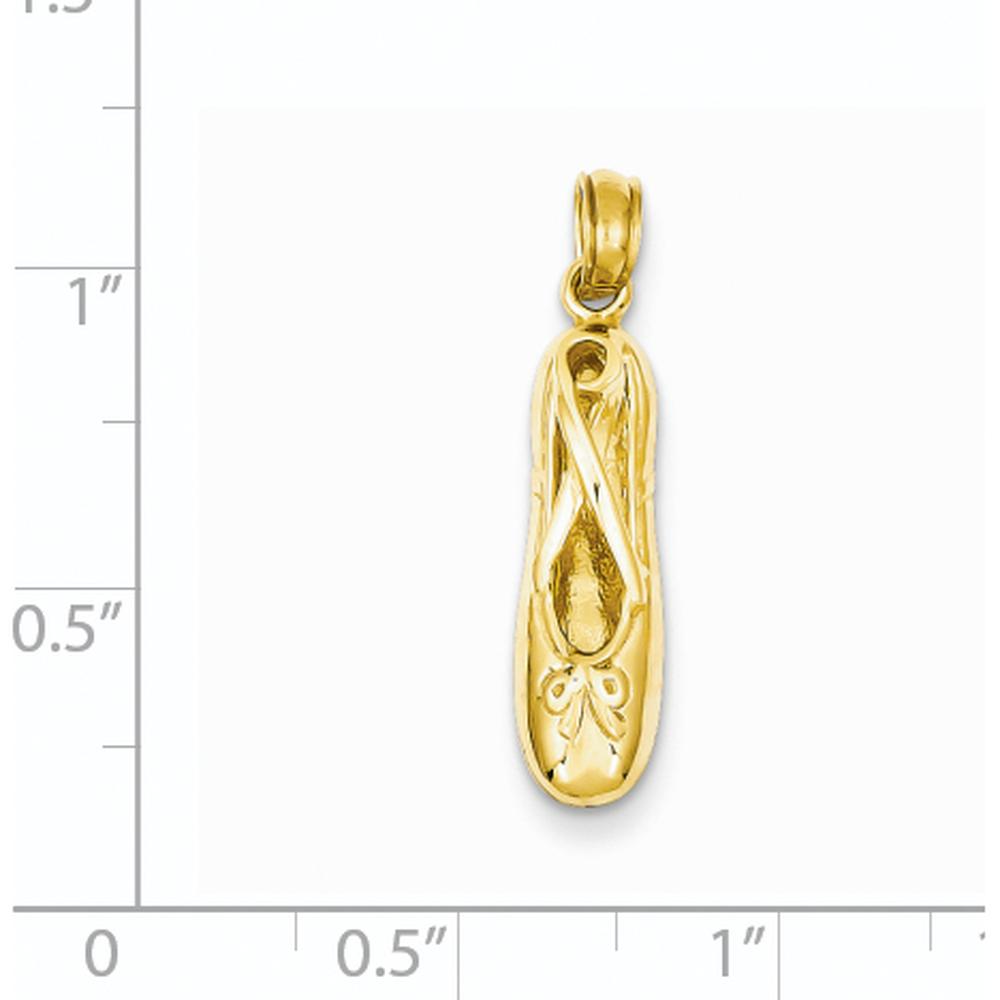 14K Yellow Gold 3D Ballet Slipper Pendant with Textured Finish by Oro Pregiato