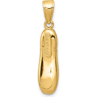 14K Yellow Gold 3D Ballet Slipper Pendant with Textured Finish by Oro Pregiato