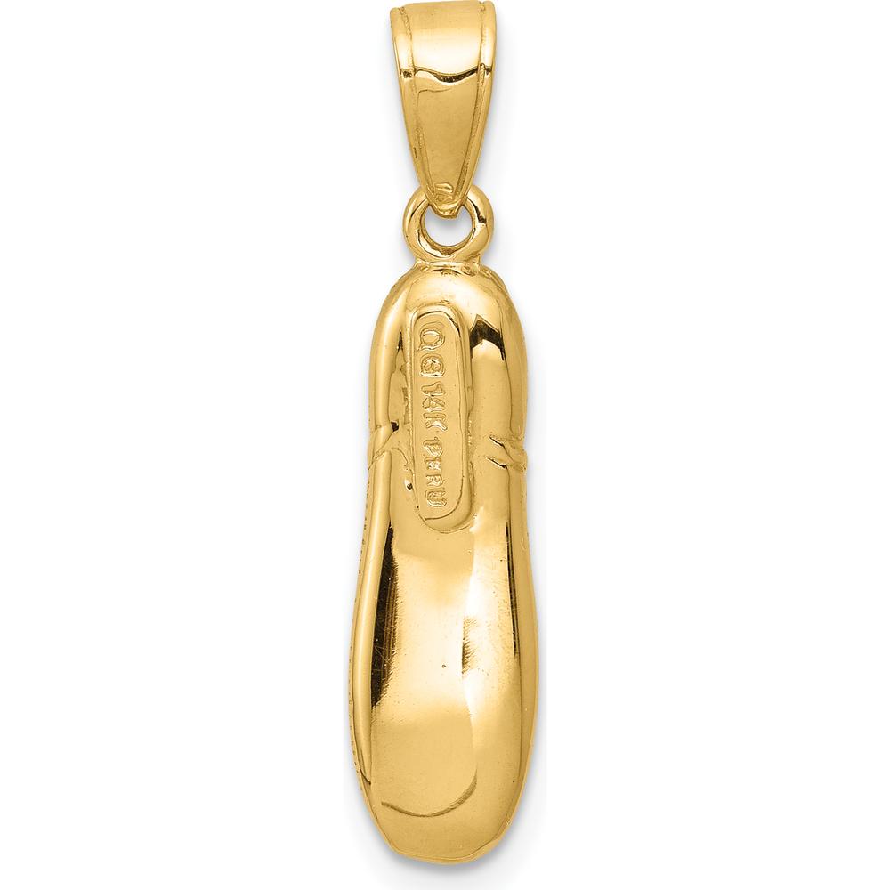 14K Yellow Gold 3D Ballet Slipper Pendant with Textured Finish by Oro Pregiato