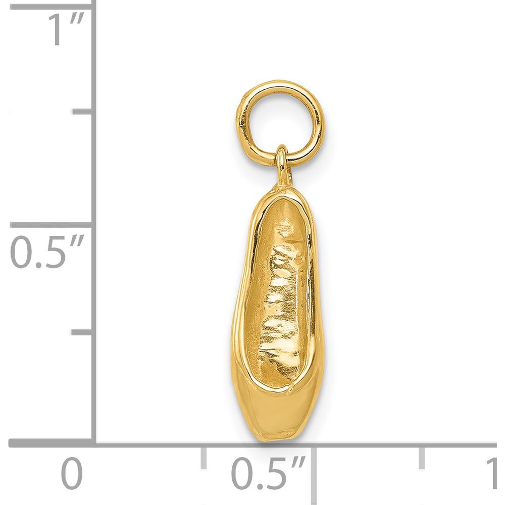 14K Yellow Gold 3D Ballet Slipper Pendant with Textured Finish by Oro Pregiato