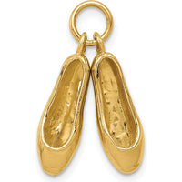 14K Yellow Gold 3D Ballet Slippers Charm - Textured Moveable Design