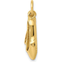 14K Yellow Gold 3D Ballet Slippers Charm - Textured Moveable Design