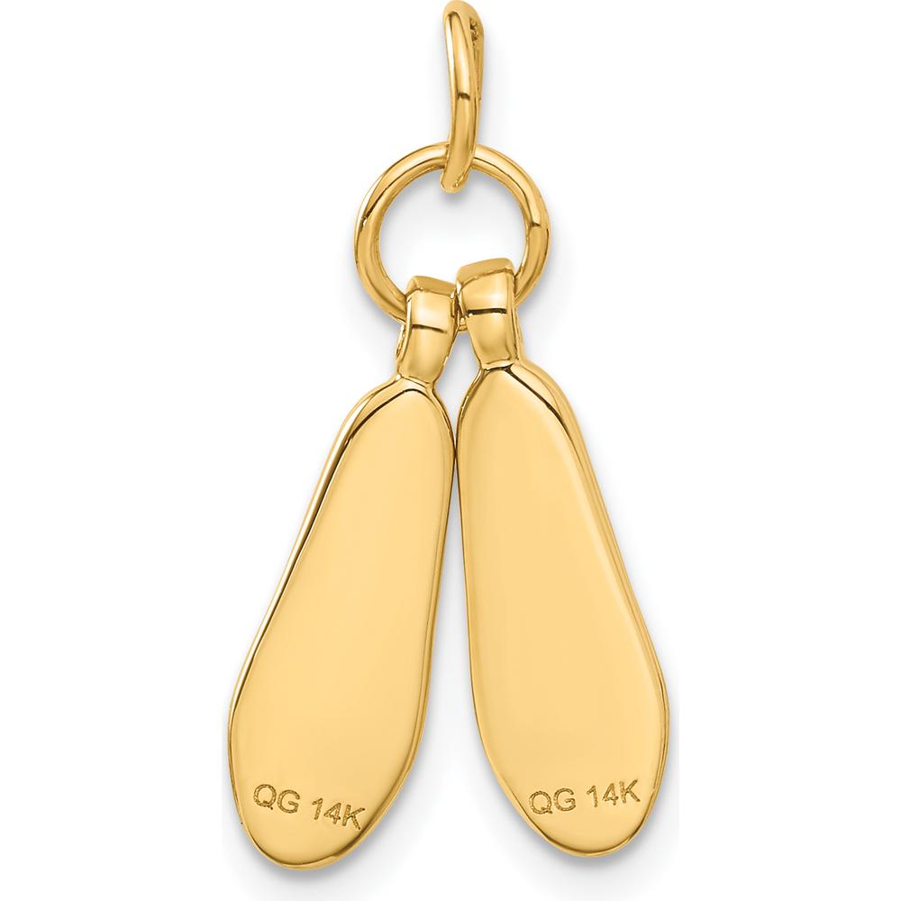 14K Yellow Gold 3D Ballet Slippers Charm - Textured Moveable Design