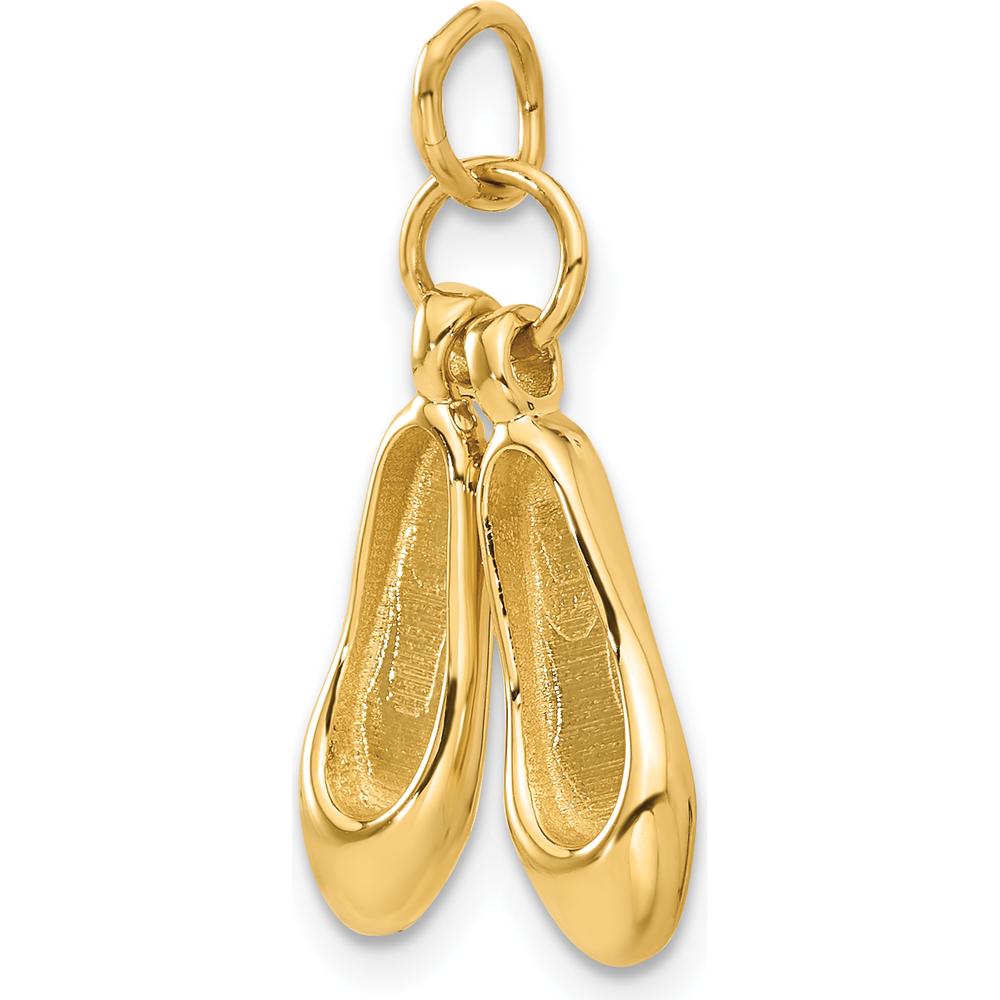 14K Yellow Gold 3D Ballet Slippers Charm - Textured Moveable Design