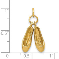 14K Yellow Gold 3D Ballet Slippers Charm - Textured Moveable Design