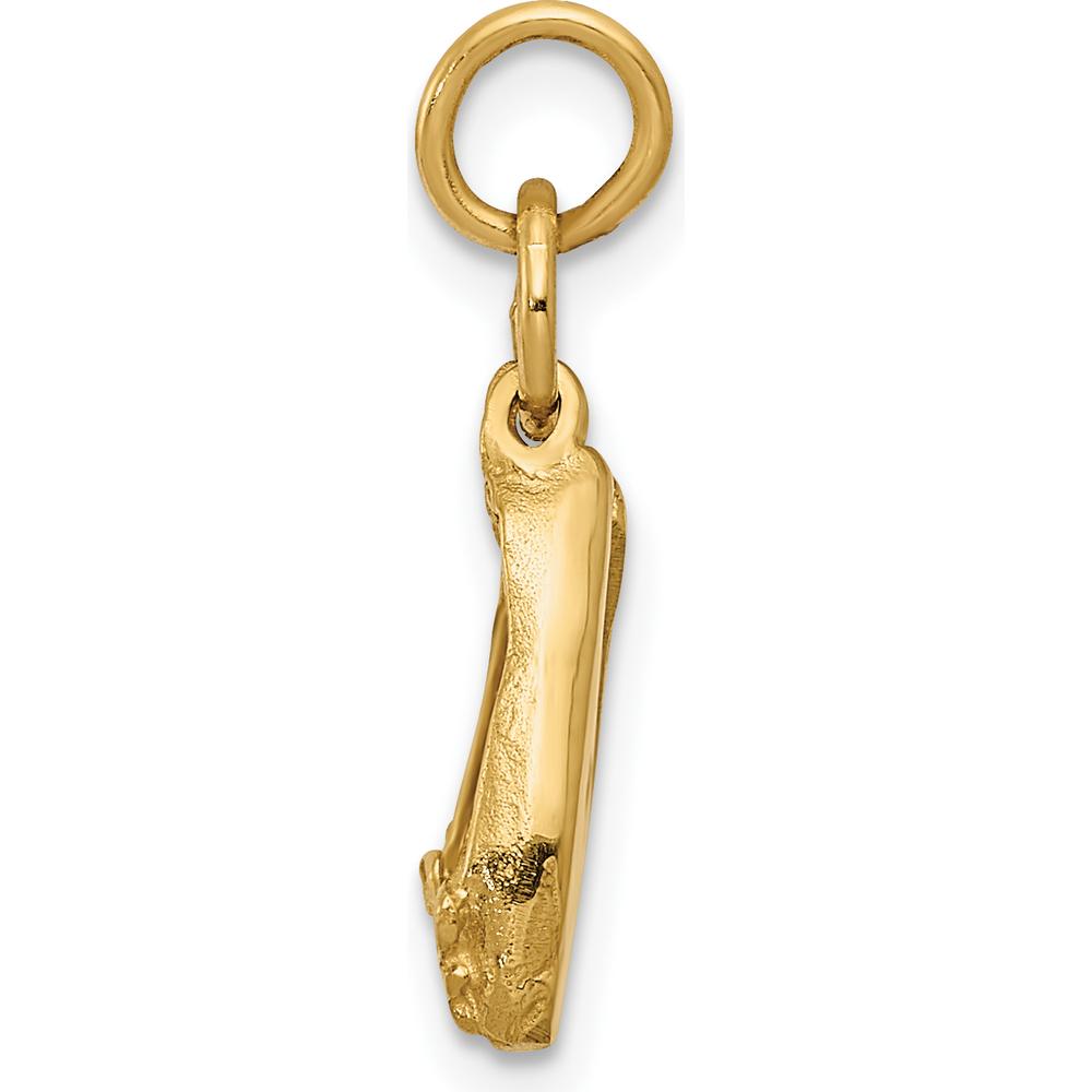14K Yellow Gold 3D Ballet Slippers Moveable Charm Pendant