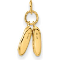 14K Yellow Gold 3D Ballet Slippers Moveable Charm Pendant