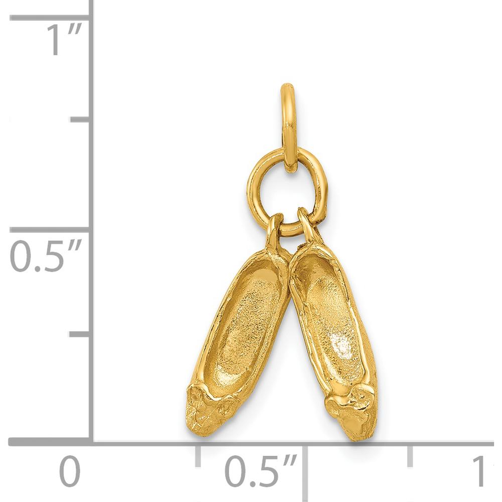 14K Yellow Gold 3D Ballet Slippers Moveable Charm Pendant