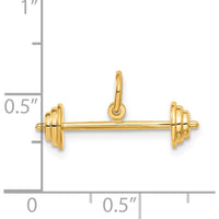 14K Yellow Gold 3D Barbell Charm Pendant - Polished Finish