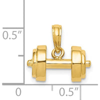 14K Yellow Gold 3D Barbell Pendant - Sculptural Design by Oro Pregiato