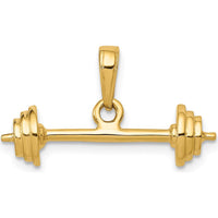14K Yellow Gold 3D Barbell Pendant with Polished Finish by Oro Pregiato