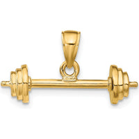 14K Yellow Gold 3D Barbell Pendant with Polished Finish by Oro Pregiato