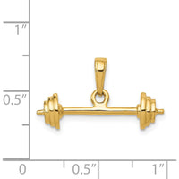 14K Yellow Gold 3D Barbell Pendant with Polished Finish by Oro Pregiato