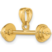 14K Yellow Gold 3D Barbell Pendant with Polished Finish by Oro Pregiato