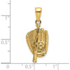 14K Yellow Gold 3D Baseball Glove, Bat, and Ball Charm Pendant by Oro Pregiato