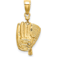 14K Yellow Gold 3D Baseball Glove, Bat, and Ball Charm Pendant by Oro Pregiato