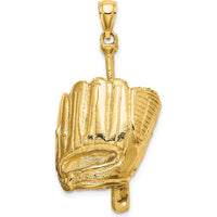 14K Yellow Gold 3D Baseball Glove, Bat, and Ball Charm - Sports Jewelry Pendant by Oro Pregiato