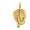 14K Yellow Gold 3D Baseball Glove, Bat, and Ball Charm - Textured Sports Pendant by Oro Pregiato