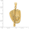 14K Yellow Gold 3D Baseball Glove, Bat, and Ball Charm - Textured Sports Pendant by Oro Pregiato