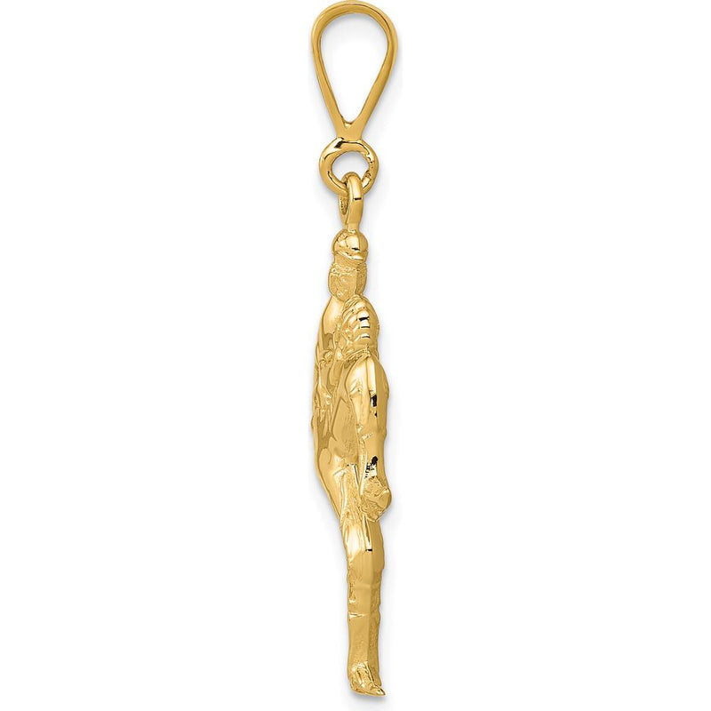 14K Yellow Gold 3D Baseball Pitcher Charm Pendant - Polished Finish by Oro Pregiato