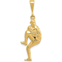 14K Yellow Gold 3D Baseball Pitcher Charm Pendant - Polished Finish by Oro Pregiato