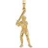 14K Yellow Gold 3D Baseball Player with Bat Charm - Textured Design by Oro Pregiato