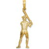 14K Yellow Gold 3D Baseball Player with Bat Charm - Textured Design by Oro Pregiato