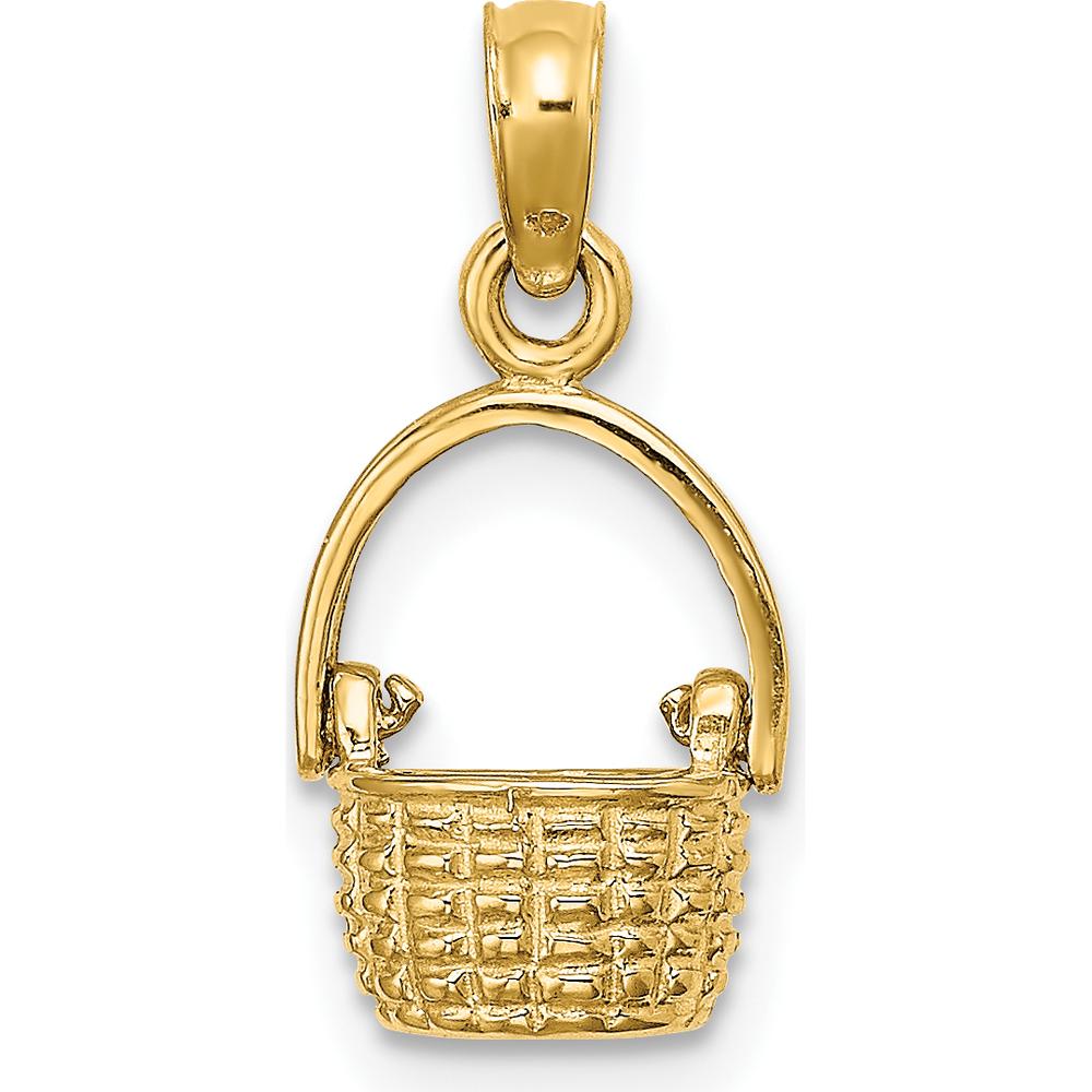 14K Yellow Gold 3D Basket Charm with Moveable Handle by Oro Pregiato