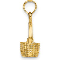 14K Yellow Gold 3D Basket Charm with Moveable Handle by Oro Pregiato