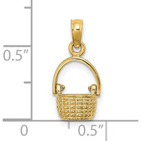 14K Yellow Gold 3D Basket Charm with Moveable Handle by Oro Pregiato