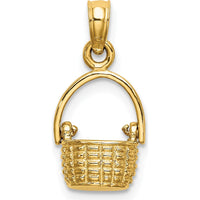 14K Yellow Gold 3D Basket Charm with Moveable Handle by Oro Pregiato