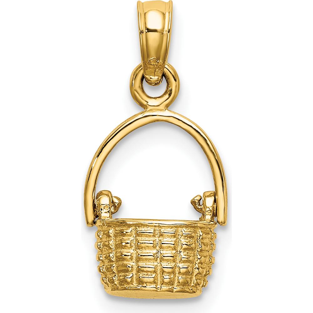 14K Yellow Gold 3D Basket Charm with Moveable Handle by Oro Pregiato