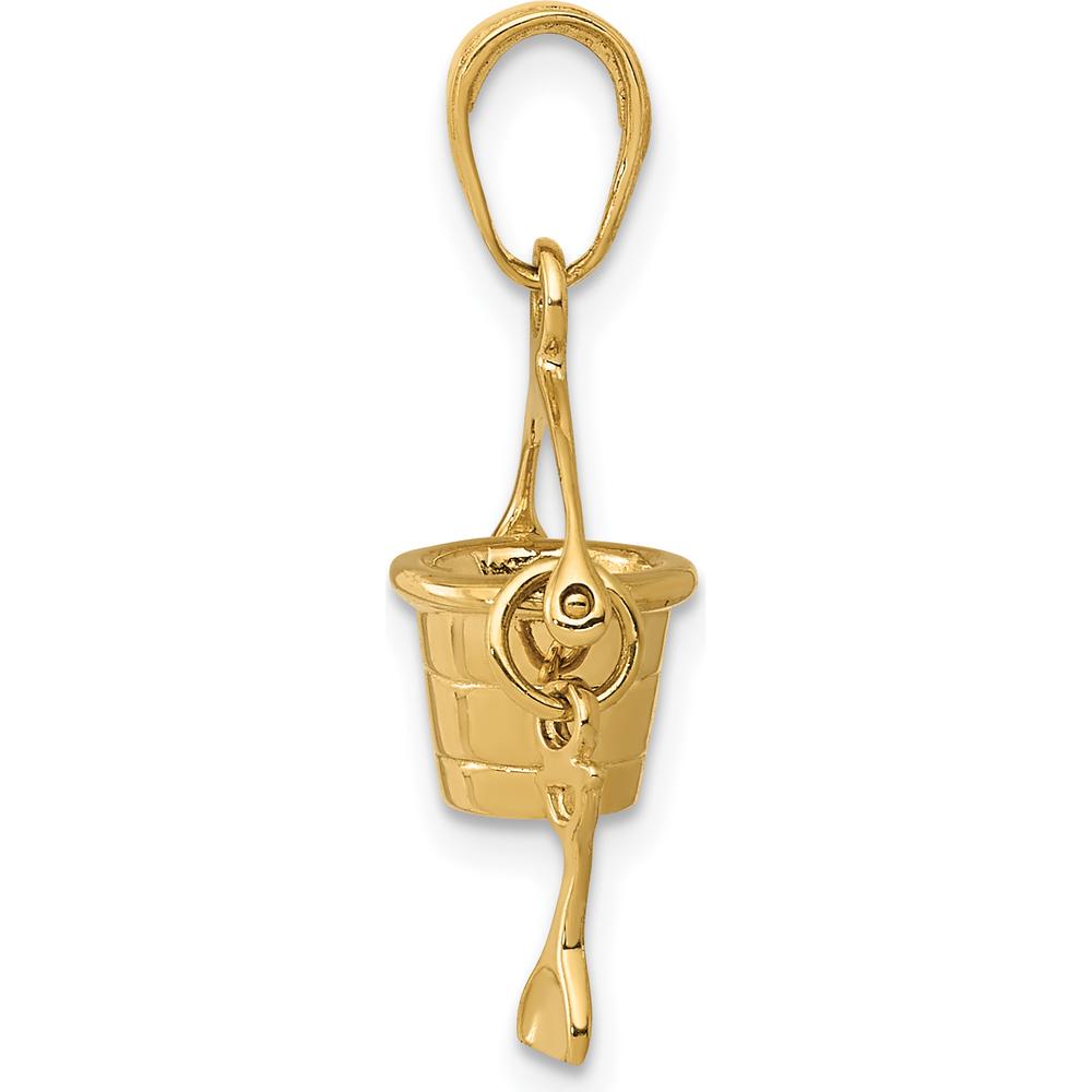 14K Yellow Gold 3D Beach Bucket with Moveable Shovel Charm by Oro Pregiato