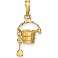 14K Yellow Gold 3D Beach Bucket with Moveable Shovel Charm by Oro Pregiato