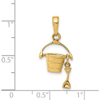 14K Yellow Gold 3D Beach Bucket with Moveable Shovel Charm by Oro Pregiato