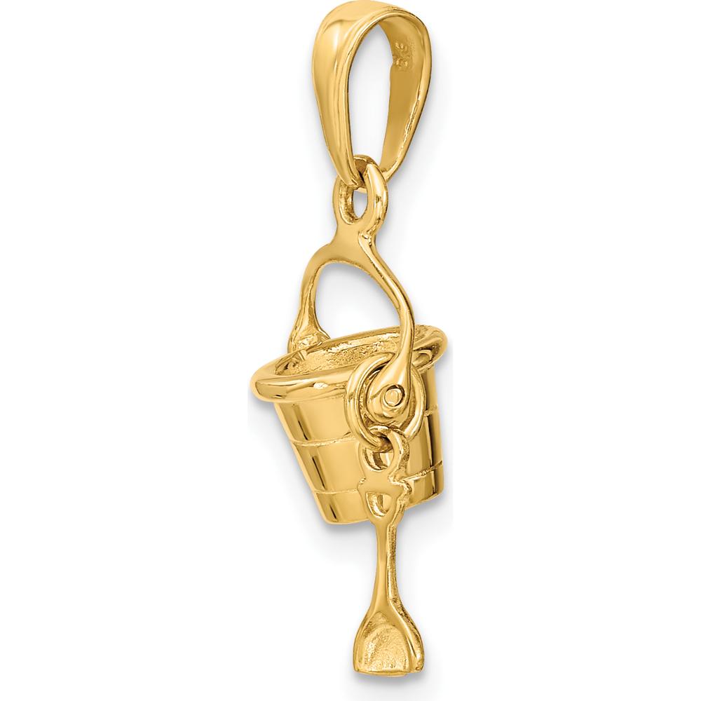 14K Yellow Gold 3D Beach Bucket with Moveable Shovel Charm by Oro Pregiato