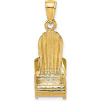 14K Yellow Gold 3D Beach Chair Charm Pendant by Oro Pregiato
