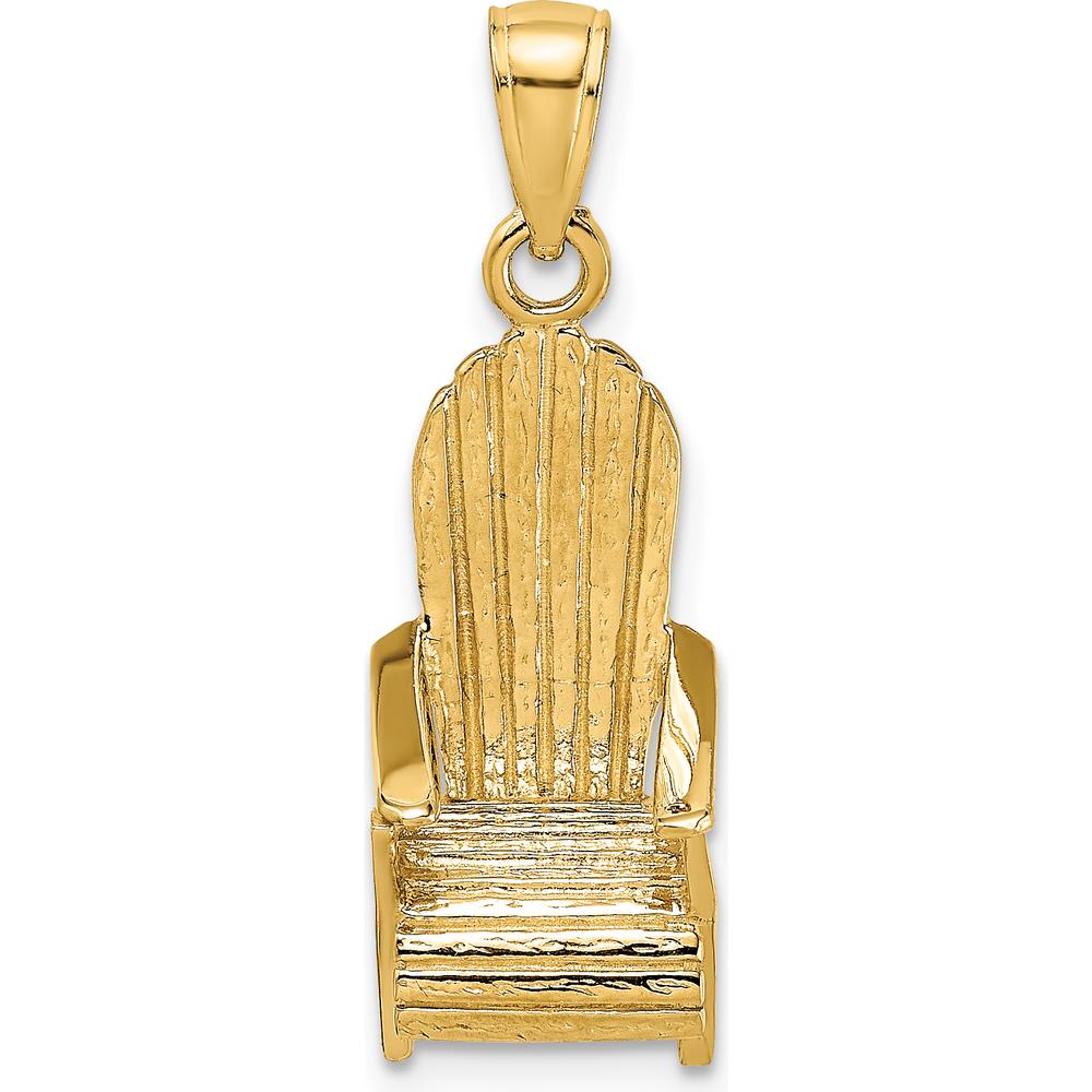 14K Yellow Gold 3D Beach Chair Charm Pendant by Oro Pregiato