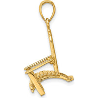 14K Yellow Gold 3D Beach Chair Charm Pendant by Oro Pregiato