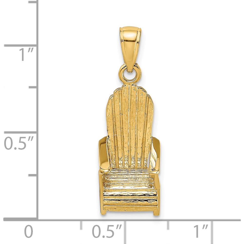 14K Yellow Gold 3D Beach Chair Charm Pendant by Oro Pregiato