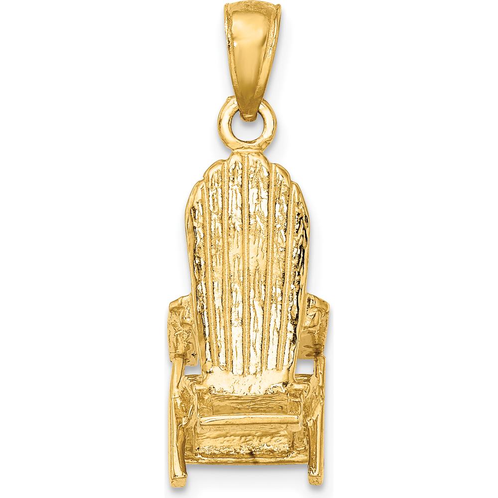 14K Yellow Gold 3D Beach Chair Charm Pendant by Oro Pregiato