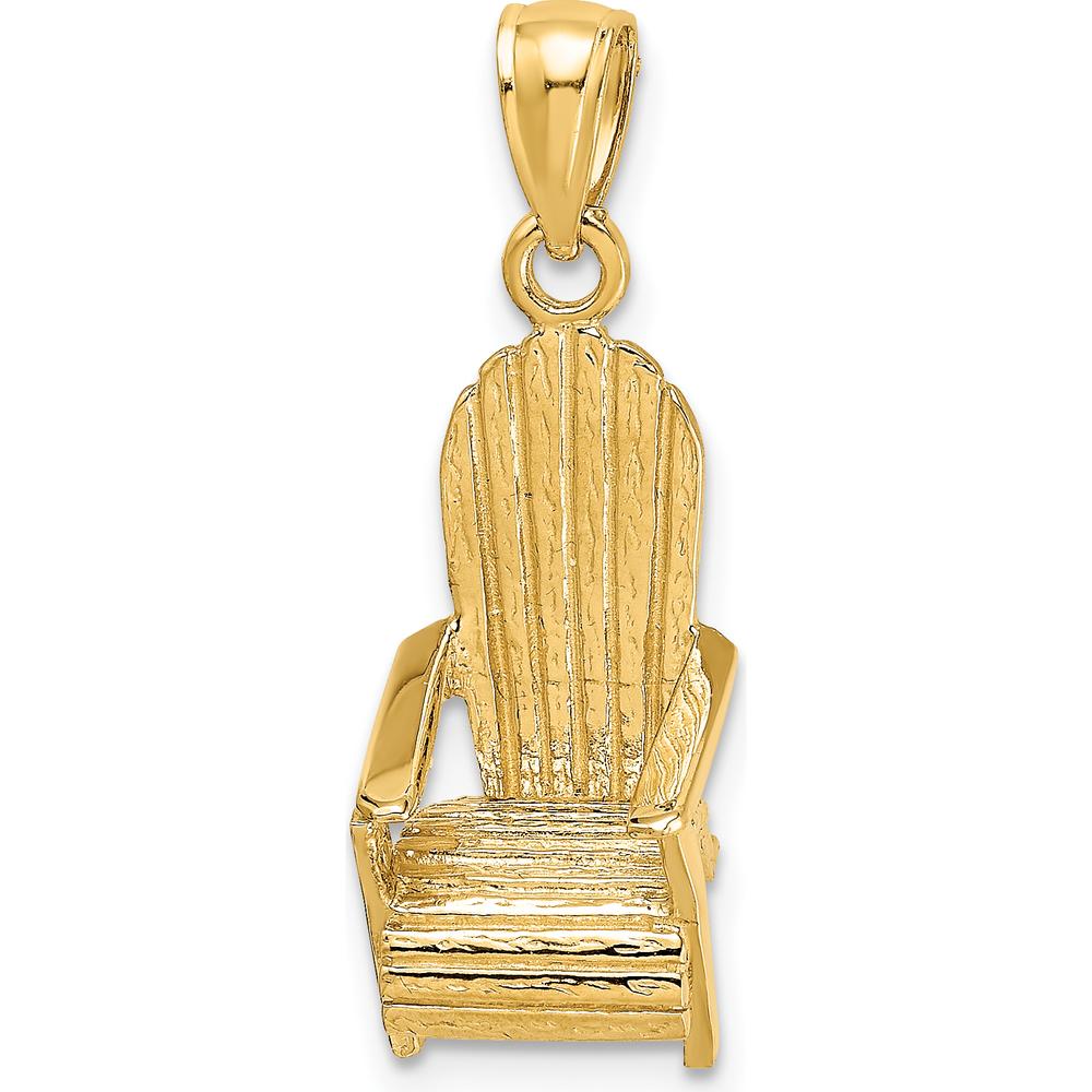 14K Yellow Gold 3D Beach Chair Charm Pendant by Oro Pregiato