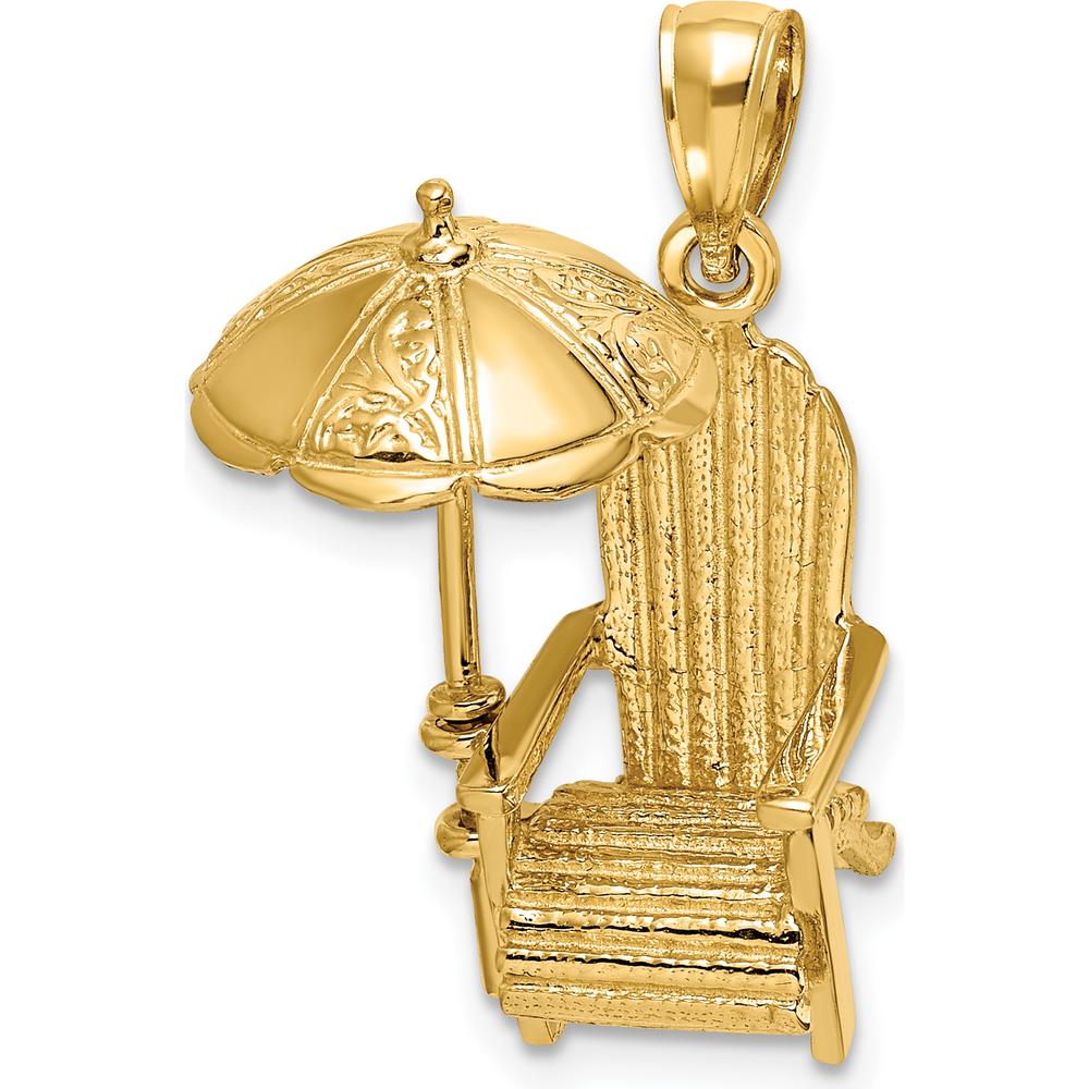 14K Yellow Gold 3D Beach Chair with Umbrella Charm - Fun and Playful Beach-Inspired Design by Oro Pregiato