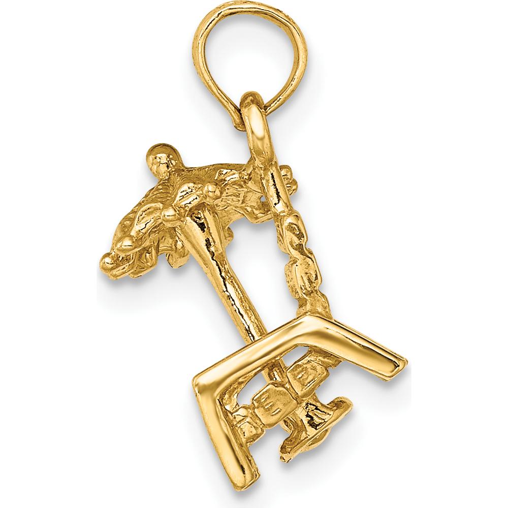 14K Yellow Gold 3D Beach Chair with Umbrella Charm by Oro Pregiato
